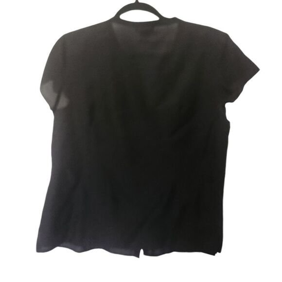 Rafaella Womens VINTAGE Silk Blend Deep V-Neck Button Front Cap Sleeve Top Large - Picture 2 of 5